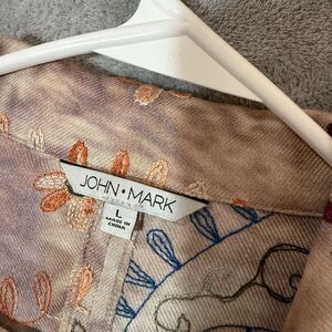 John Mark Blazer Jacket Women's Size Large Embroidered Floral Artsy Abstract